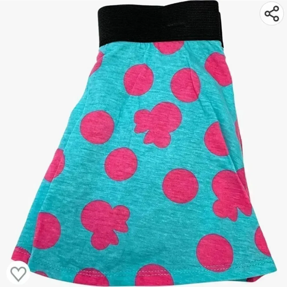 NEW DISNEY MINNIE MOUSE POLKA DOT SKORT MINNIE MOUSE SKIRT, TEAL WITH PINK POLKA